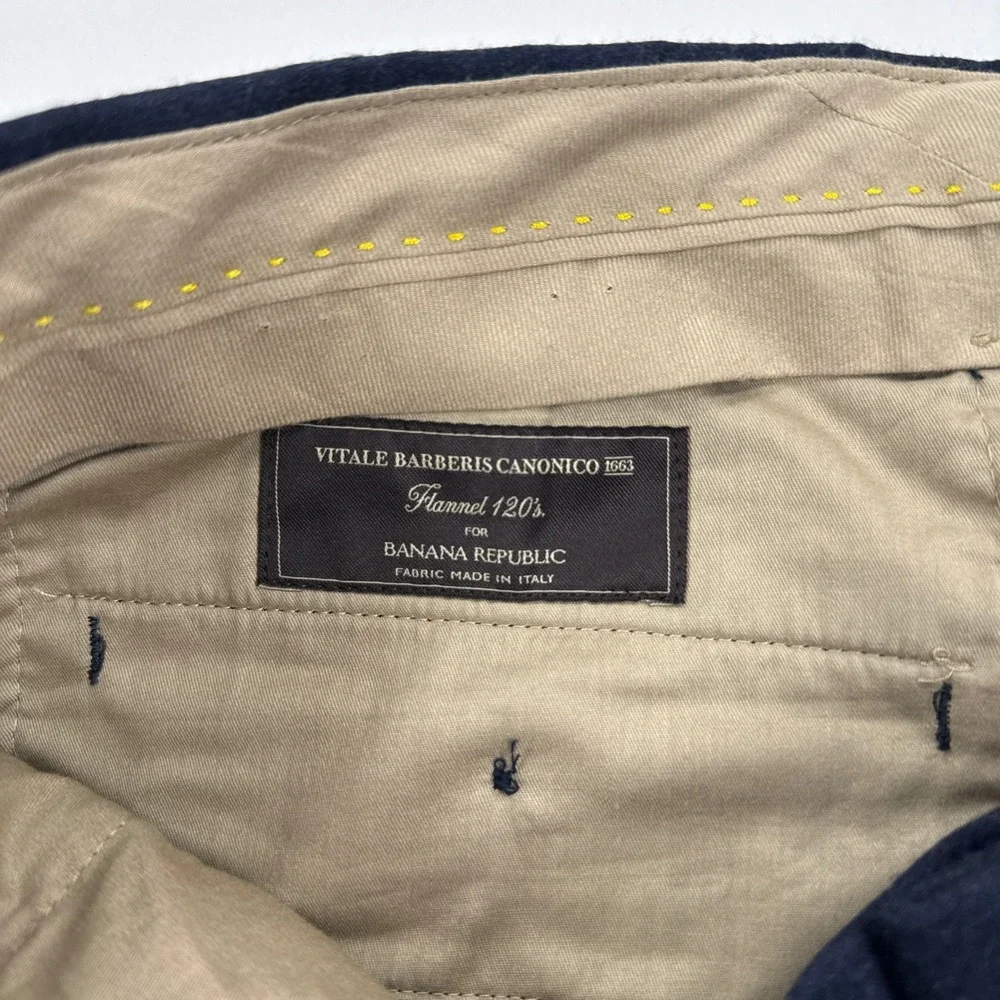Banana Republic Mens Pants 34x32 Navy Blue Vitale Barberis Canonico Flannel Wool